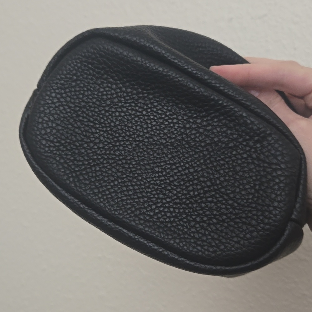 Black Faux Pebbled Leather Slouchy Hobo Bag Stylish Rare Mini Tote + Strap New - Picture 5 of 9